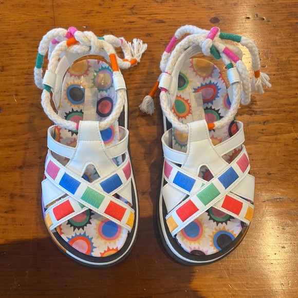 Farm Rio off white sunset anatomic sandal with back tie multi colored size 6 - Picture 4 of 16